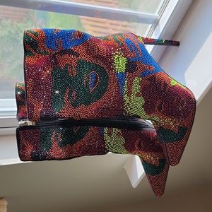 Fabulous, Colorful Azalea Wang Embellished "Bling All Over" Boots (10M)